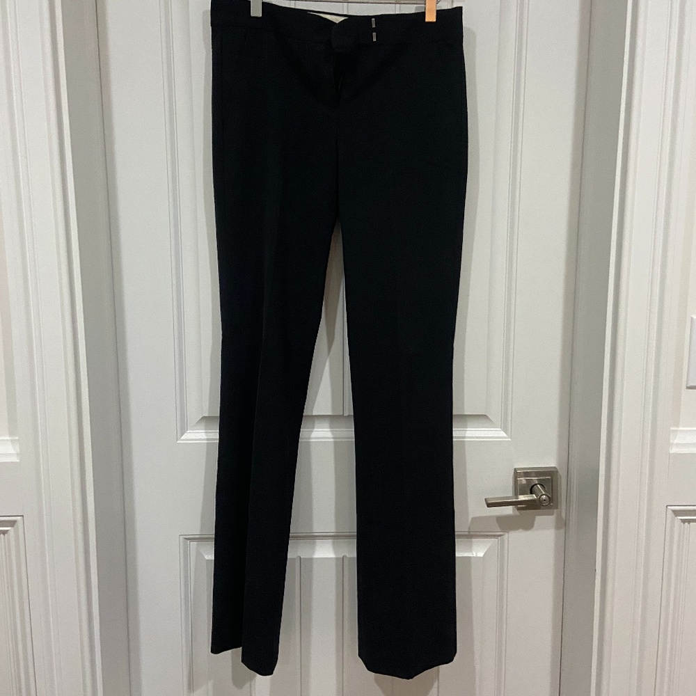 Theory Pinstripe Black Trousers (Size 6)